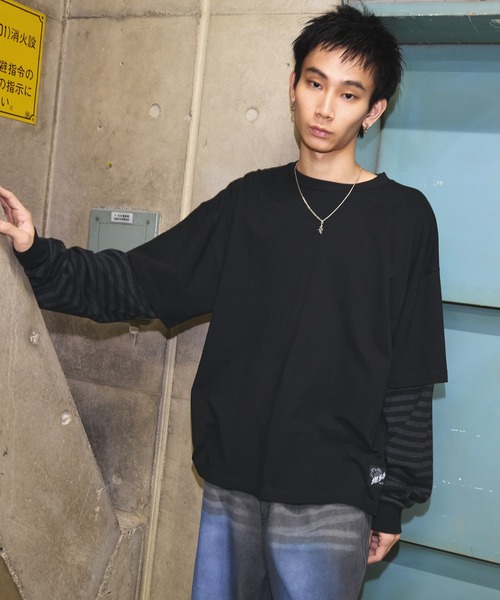 tシャツ ヘビーウエイトフェイクレイヤードロンT カモフラージュ柄