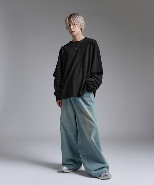 tシャツ ヘビーウエイトフェイクレイヤードロンT カモフラージュ柄