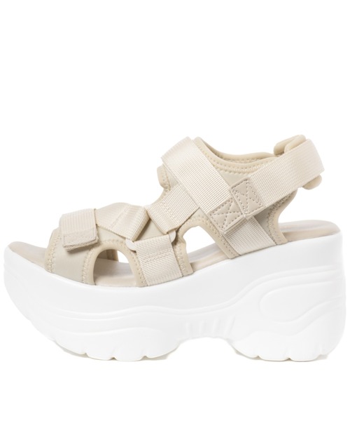 「R&E」 ヒールサンダル LL アイボリー レディース_画像3