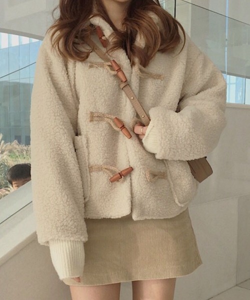 2ly2 コート アウター ふわもこダッフル風ブルゾン レディース