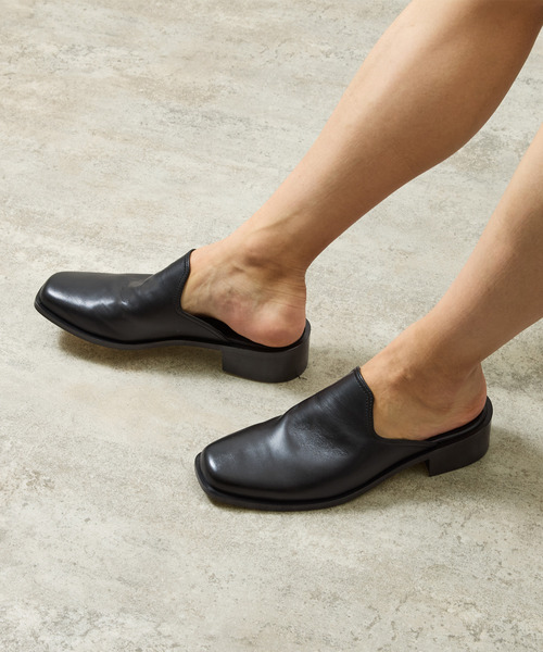 サンダル PADRONE パドローネ / BL SQUARE SLIP-ON スクエアトゥレザースリッポンシューズ / PU8777-2002 メンズの画像