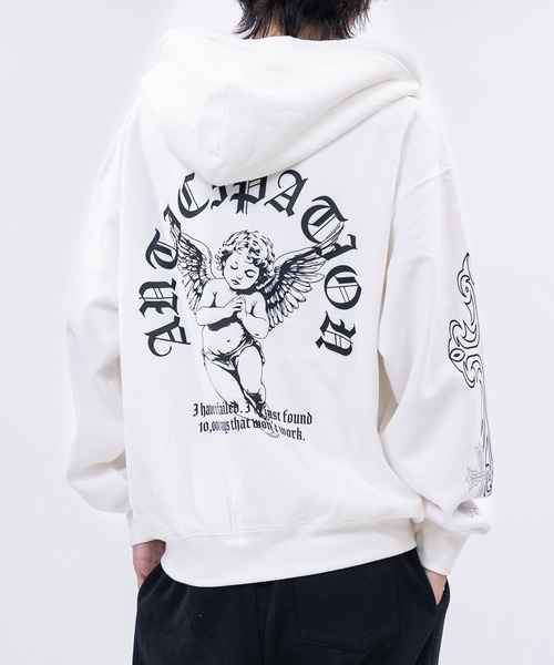 ⭐美品⭐可愛い⭐PEARLY⭐ GATESジップパーカー⭐ハート⭐白&黒⭐M⭐ BIKE STAR（バイクスター） パーカー 「31」エンジェルプリント