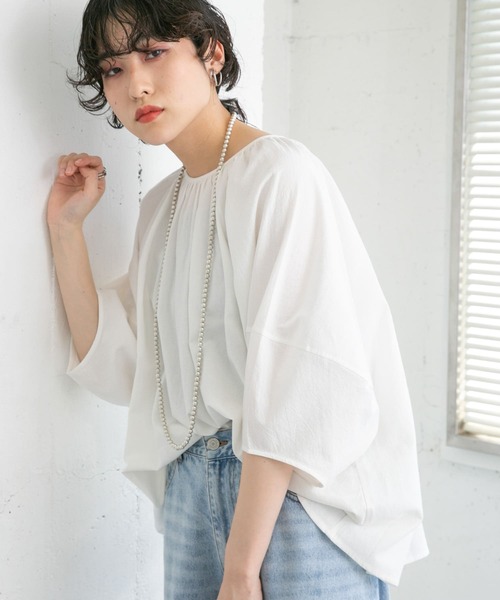 「KBF」 7分袖ブラウス ONE ダークブラウン レディース_画像4