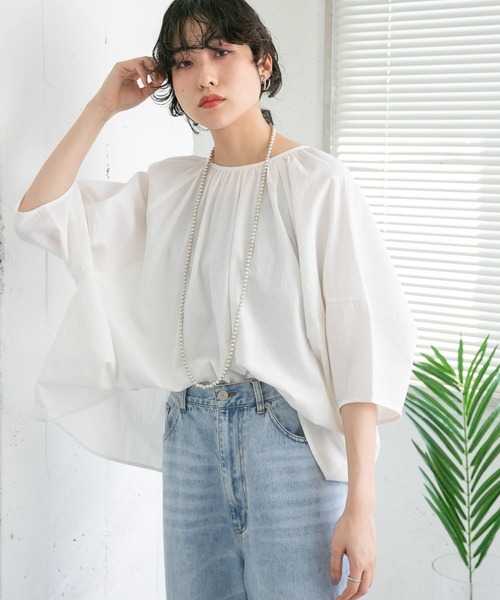 「KBF」 7分袖ブラウス ONE ダークブラウン レディース_画像5