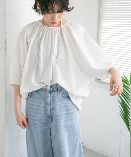 「KBF」 7分袖ブラウス ONE ダークブラウン レディース_画像8