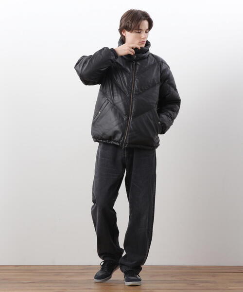 ダウンジャケット ダウン MANASTASH/マナスタッシュ　 V LEATHER DOWN JACKET/ Vレザーダウンジャケット メンズの画像