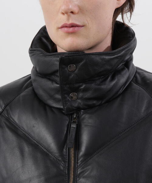 ダウンジャケット ダウン MANASTASH/マナスタッシュ　 V LEATHER DOWN JACKET/ Vレザーダウンジャケット メンズの画像