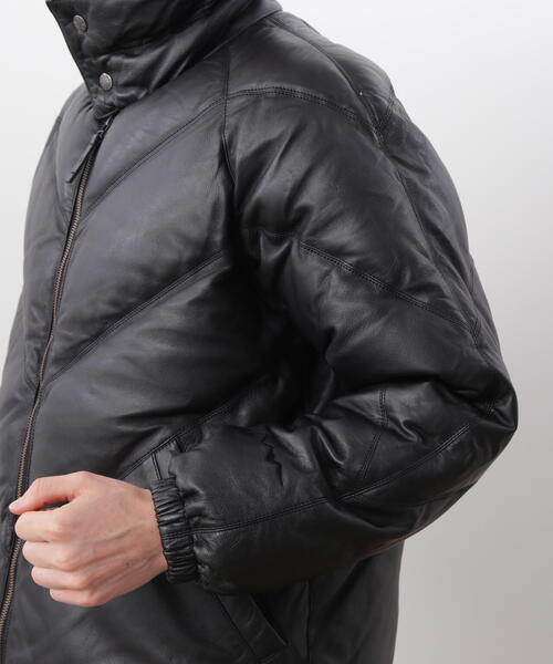 ダウンジャケット ダウン MANASTASH/マナスタッシュ　 V LEATHER DOWN JACKET/ Vレザーダウンジャケット メンズの画像