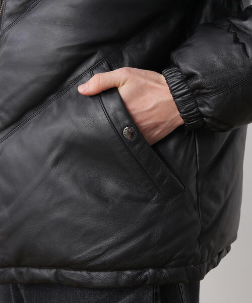 ダウンジャケット ダウン MANASTASH/マナスタッシュ　 V LEATHER DOWN JACKET/ Vレザーダウンジャケット メンズの画像