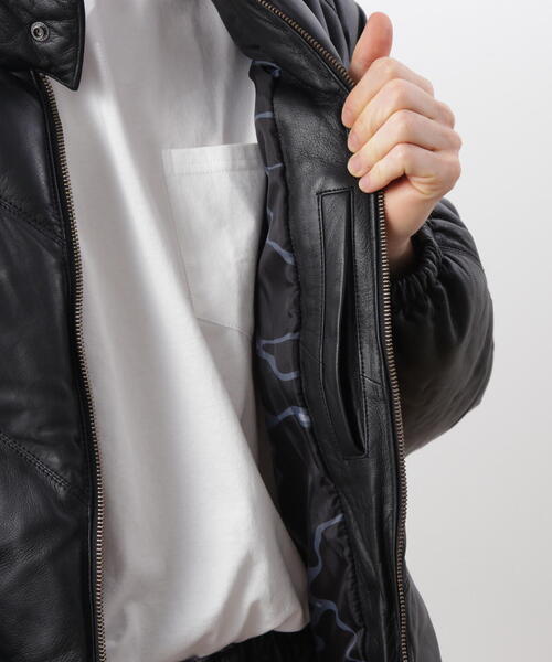 ダウンジャケット ダウン MANASTASH/マナスタッシュ　 V LEATHER DOWN JACKET/ Vレザーダウンジャケット メンズの画像