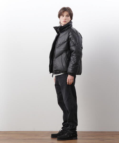 ダウンジャケット ダウン MANASTASH/マナスタッシュ　 V LEATHER DOWN JACKET/ Vレザーダウンジャケット メンズの画像