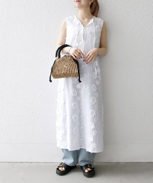 SHIPS any 「SHIPS any」 ノースリーブワンピース ONE SIZE ホワイト