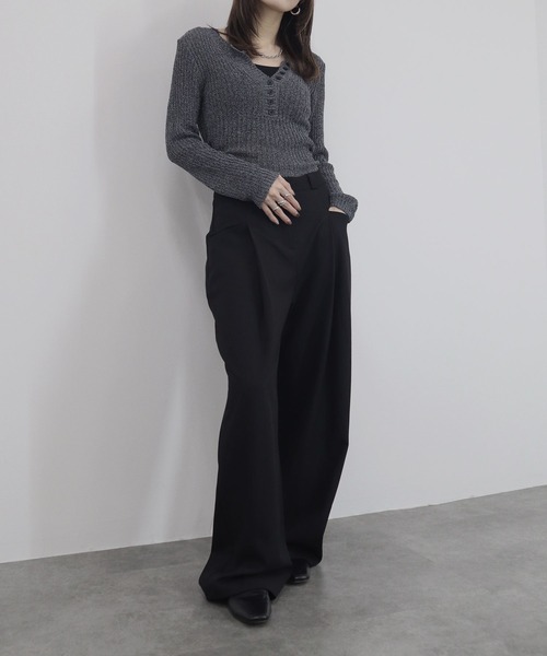 「Reurie'」 長袖ニット FREE ブラック レディース_画像9
