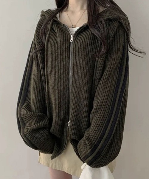 Sally Lunn ニット セーター ジップアップラインニット Sally Lunn ニット セーター ジップアップラインニット