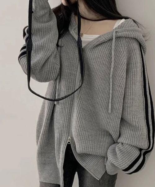 Sally Lunn ニット セーター ジップアップラインニット Sally Lunn ニット セーター ジップアップラインニット