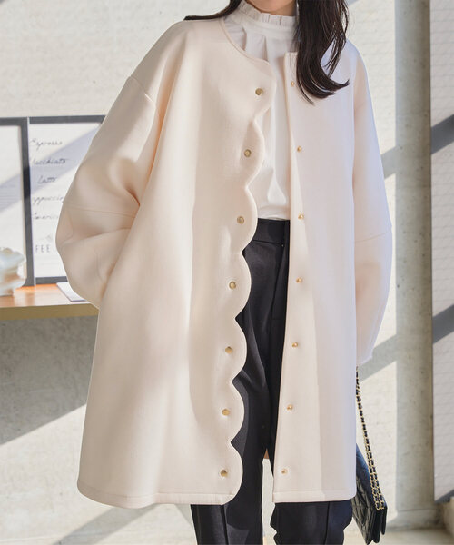 KOBE LETTUCE（神戸レタス） ノーカラーコート コート ダイバー素材