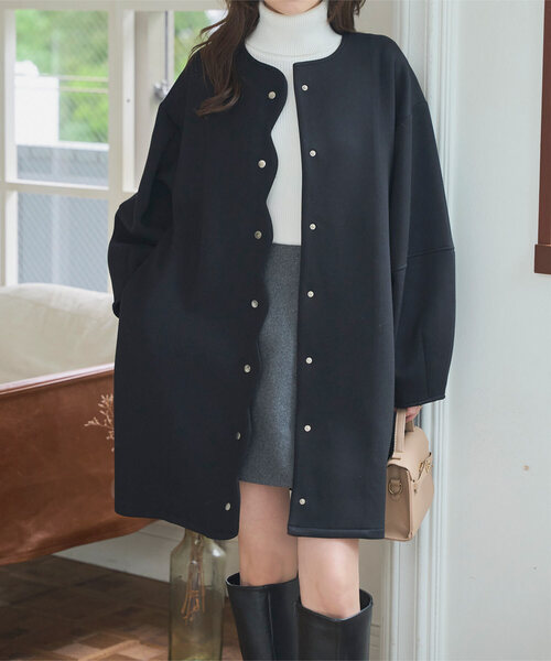 KOBE LETTUCE（神戸レタス） ノーカラーコート コート ダイバー素材