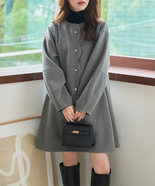 KOBE LETTUCE（神戸レタス） ノーカラーコート コート ダイバー素材