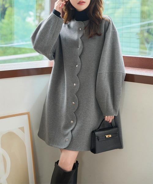 KOBE LETTUCE（神戸レタス） ノーカラーコート コート ダイバー素材