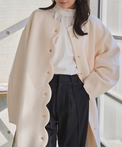 KOBE LETTUCE（神戸レタス） ノーカラーコート コート ダイバー素材