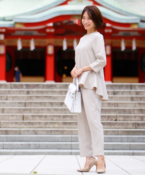 「Ehre style」 パンツスーツ FREE ベージュ レディース_画像7