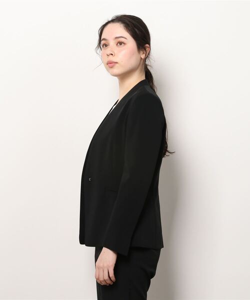 「green label relaxing」 ノーカラージャケット 34 ベージュ レディース_画像4