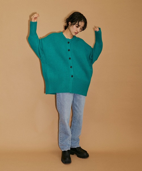 「ADAM ET ROPE'」 ニットカーディガン FREE チャコールグレー レディース_画像5