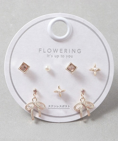 Flowering（フラワーリング） ピアス ハート/ビジュー/ドロップ/リボン