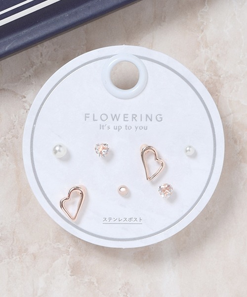 Flowering（フラワーリング） ピアス ハート/ビジュー/ドロップ/リボン