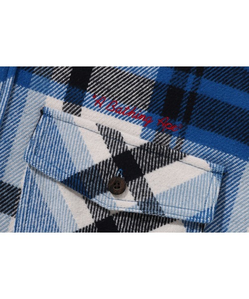 ブラウス シャツ BAPE CHECK HALF ZIP HOODIE SHIRT レディースの画像