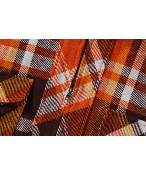 ブラウス シャツ BAPE CHECK HALF ZIP HOODIE SHIRT レディースの画像