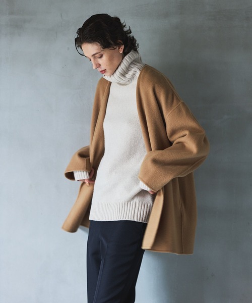 「N.O.R.C」 ノーカラーコート M ライトグレー レディース_画像9