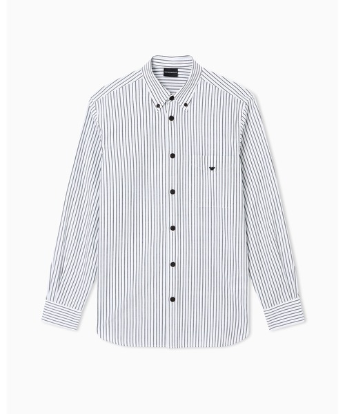 (美品) エンポリオアルマーニ シャツ ジャケット 3D ストライプ ジップ EMPORIO ARMANI シャツ 「エンポリオ アルマーニ」ボタンダウンシャツ