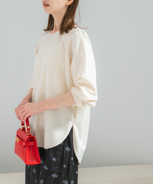 ブラウス シャツ ストレッチジョーゼットプルオーバー レディース