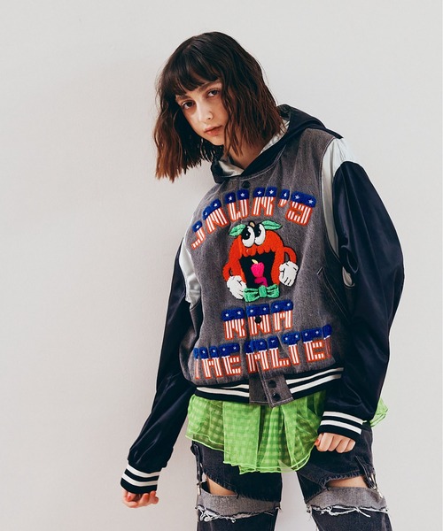 RNA（アールエヌエー） スタジャン J2186 デニムコンビサテン