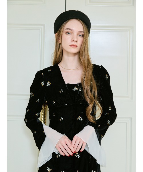 MIU MIU ベロア ベルベット ミニワンピース 半袖 レース ブラック 36 MIU MIU ベロア ベルベット ミニワンピース 半袖 レース ブラック 36