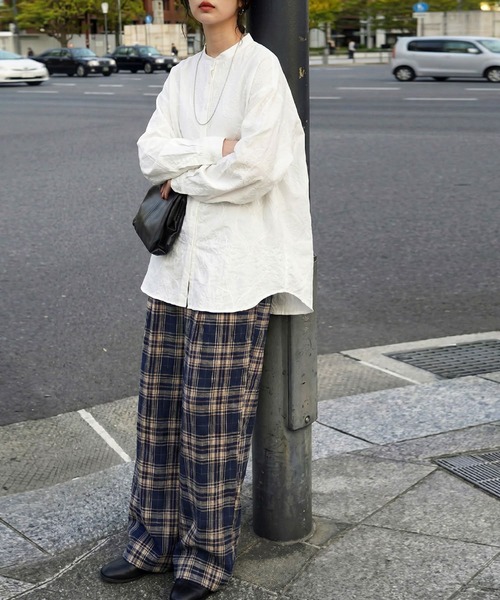 antiqua（アンティカ） ワイドパンツ パンツ インド綿 チェック柄