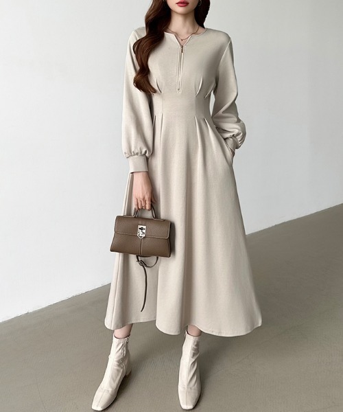 「COCOMOMO」 長袖ワンピース M ネイビー レディース_画像3