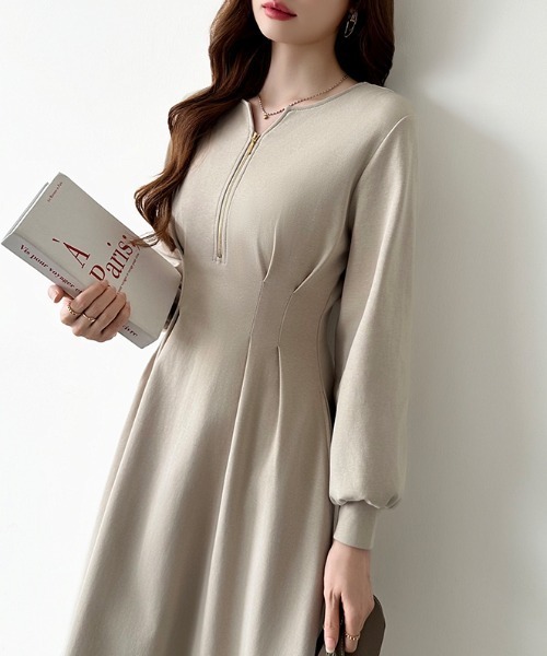 「COCOMOMO」 長袖ワンピース M ネイビー レディース_画像5