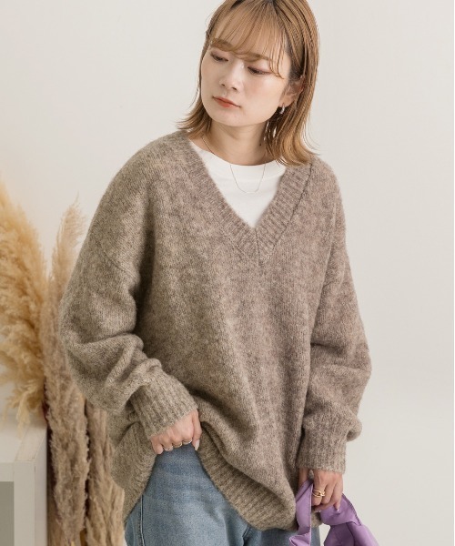 「ad thie」 長袖ニット FREE チャコール レディース_画像3