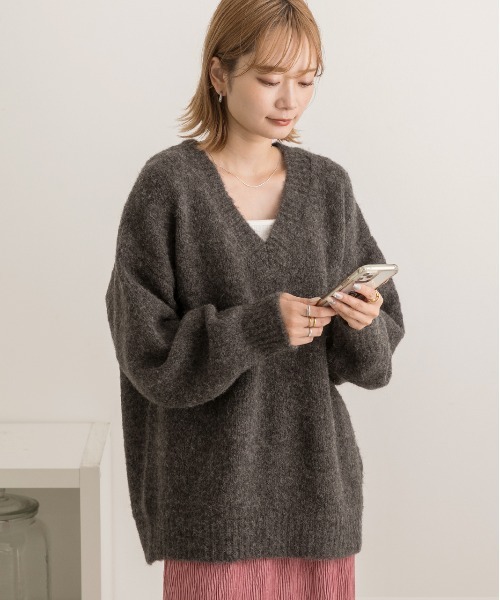 「ad thie」 長袖ニット FREE チャコール レディース_画像8