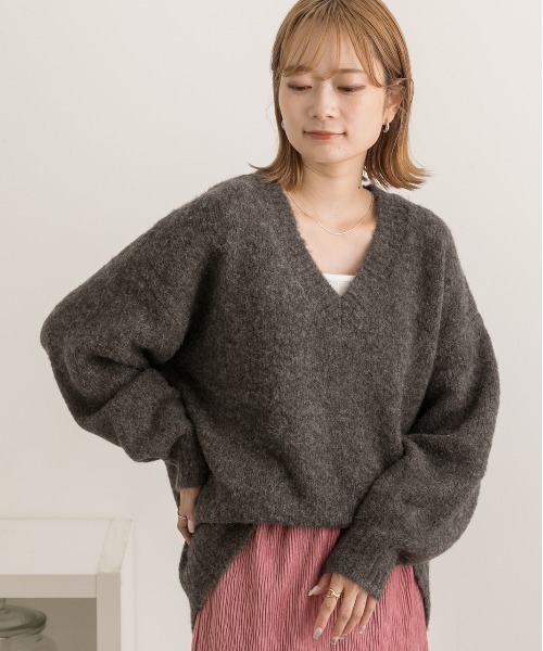 「ad thie」 長袖ニット FREE チャコール レディース_画像9