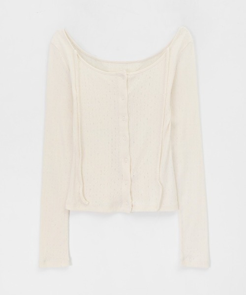 「BLACKUP」 長袖カットソー ONESIZE クリーム レディース_画像2