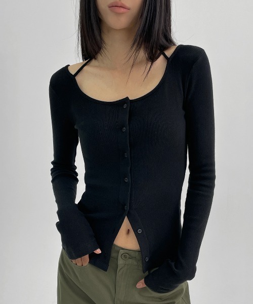 「BLACKUP」 長袖カットソー ONESIZE クリーム レディース_画像7