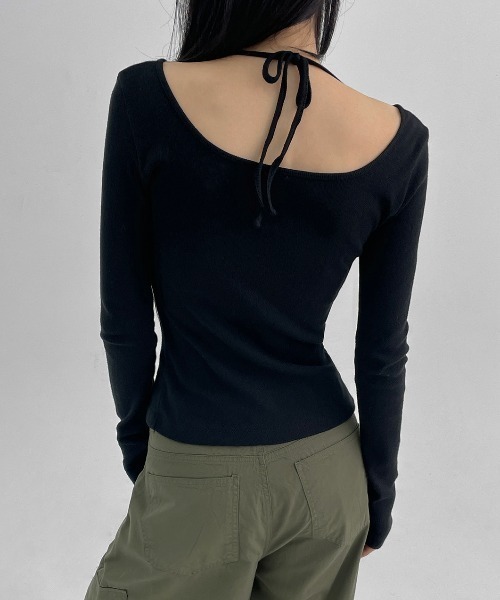 「BLACKUP」 長袖カットソー ONESIZE クリーム レディース_画像8