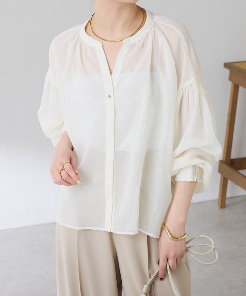 ブラウス シャツ 2WAYスキッパーシアーシャツ/WEB限定 レディースの画像