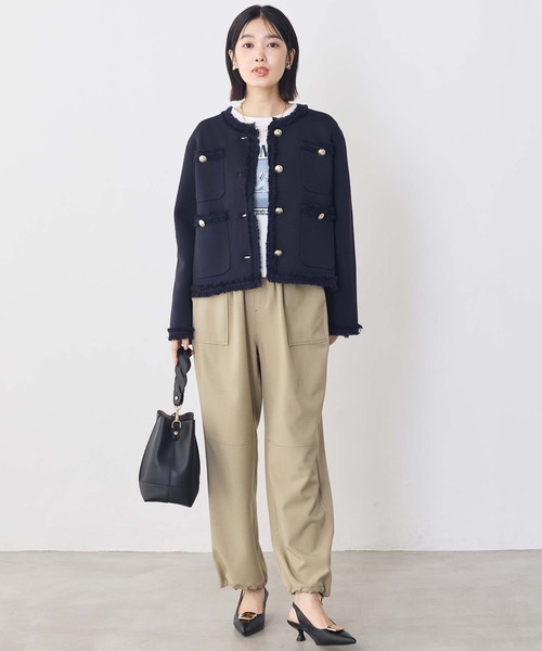 margaux コート アウター マルゴークルーネックニットジャケット