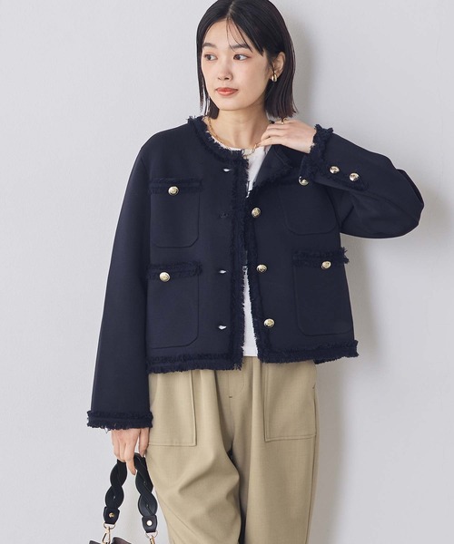 margaux コート アウター マルゴークルーネックニットジャケット