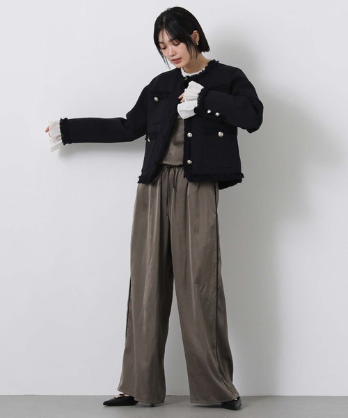 margaux コート アウター マルゴークルーネックニットジャケット 