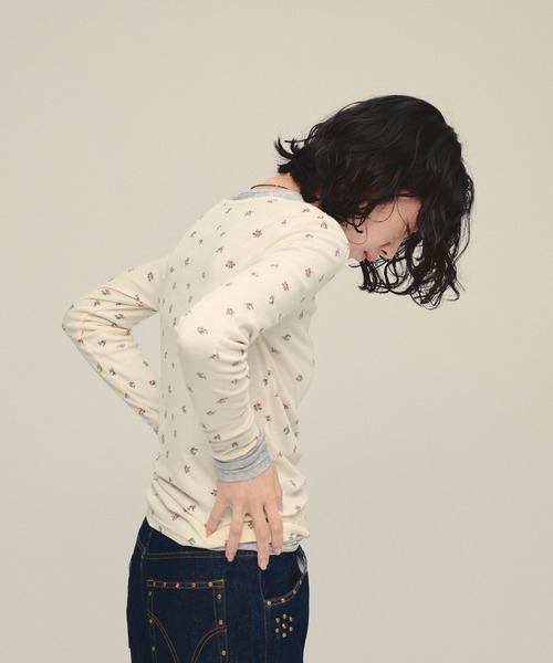 ヘンリーネック tシャツ 「eL」Flower Henley Neck Pullover LS/645545